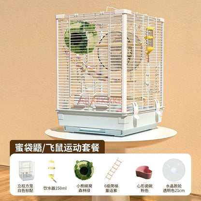 Honey bag glider breeding cage, special insulation and encryption cage for flying mice, flower branch rat wire cage, squirrel