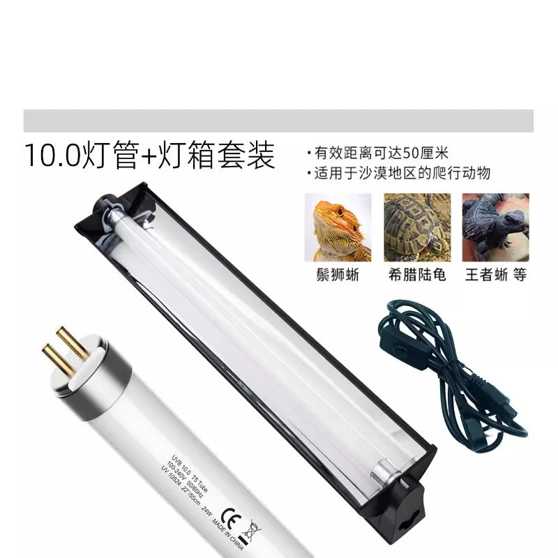 T8 UVB Lamp Set with Reflector,Basking Light for Tortoises&Bearded Dragons,T8 Light Stand 10.0 UVB Tube,Reptile Sun Lamp Kit