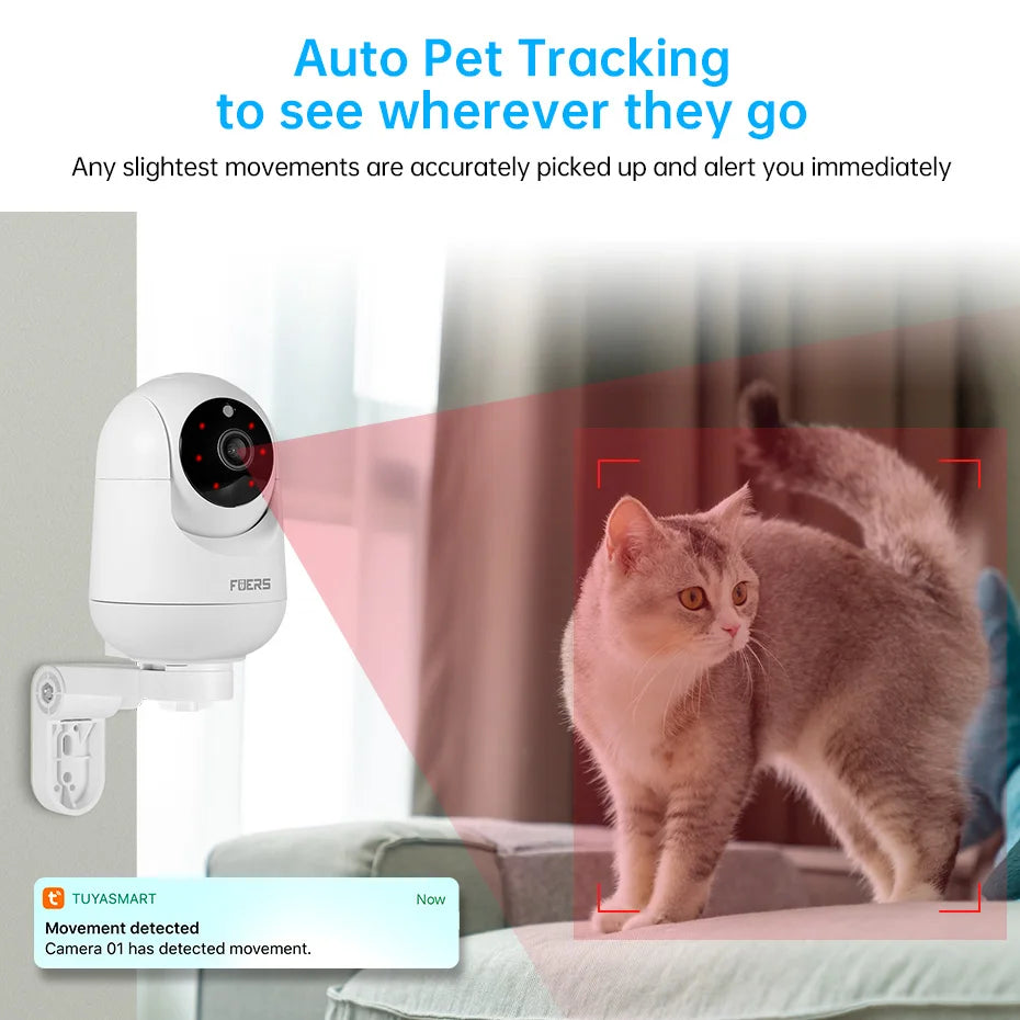Tuya Smart WiFi IP Pets Camera Home Security Dog Cats Camera 4K 8MP HD Video Night Vision Surveillance AI Alerts Mini Camera
