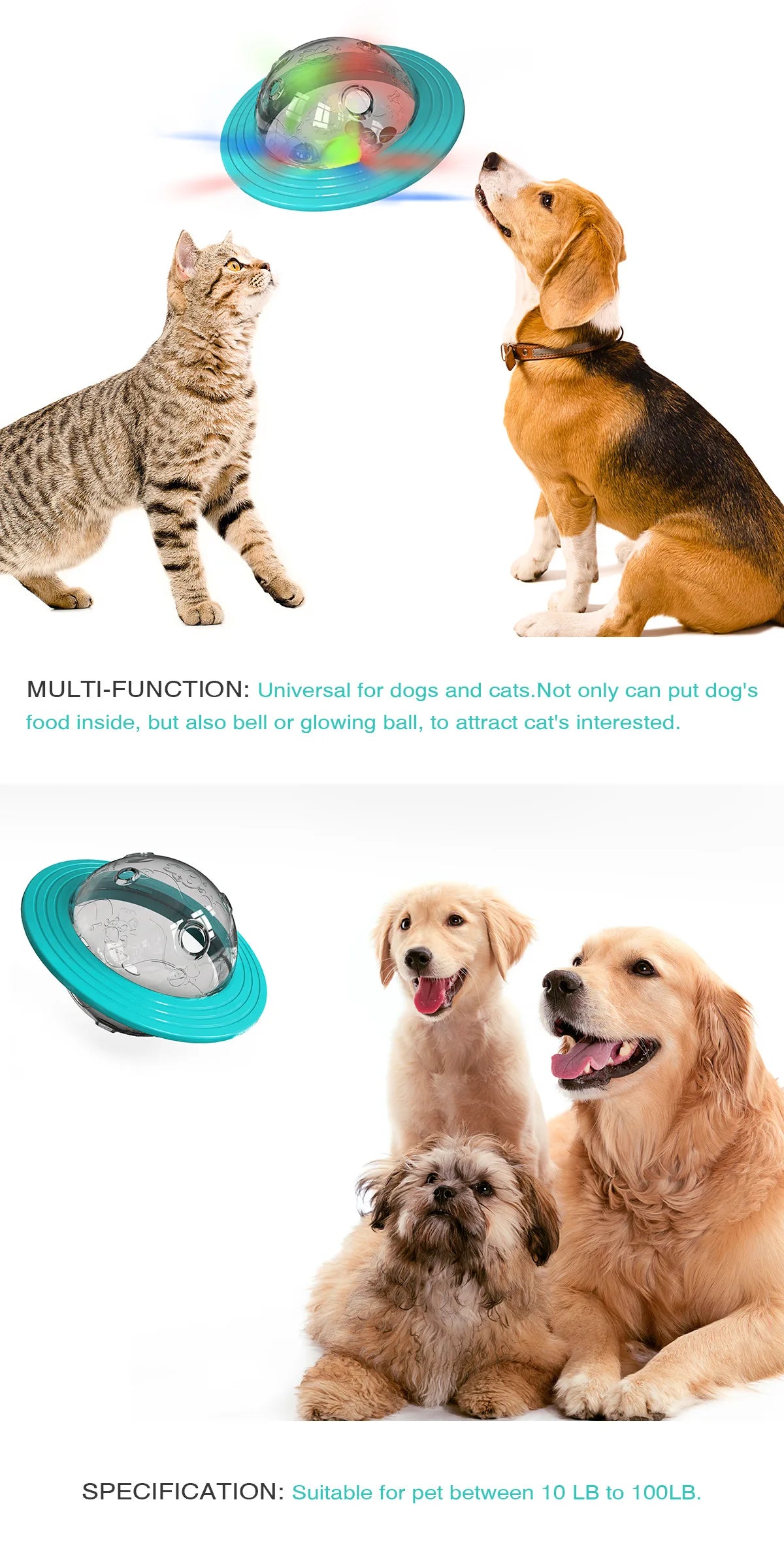 Durable Dog Food Feeder Interactive Toys Chew Proof Pet Dog Cat Toys Wobble Ball Food Feeder for Powerful Chewers Training