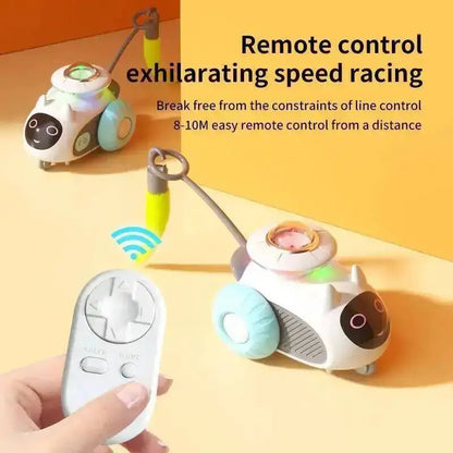 Cat Toys Car for Indoor Remote Control Smart Automatic Car with Tail Rechargeable LED Auto Moving Exercise Interactive Cat Toys