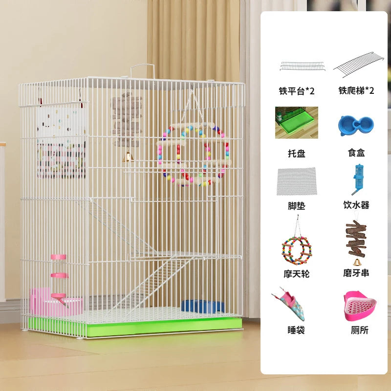 ‌3-Tier Extra Large Small Pet Cage - Sugar Glider Ferret-Proof Habitat, Multi-Level Rat Mansion Villa, Chew-Proof Removable Tray