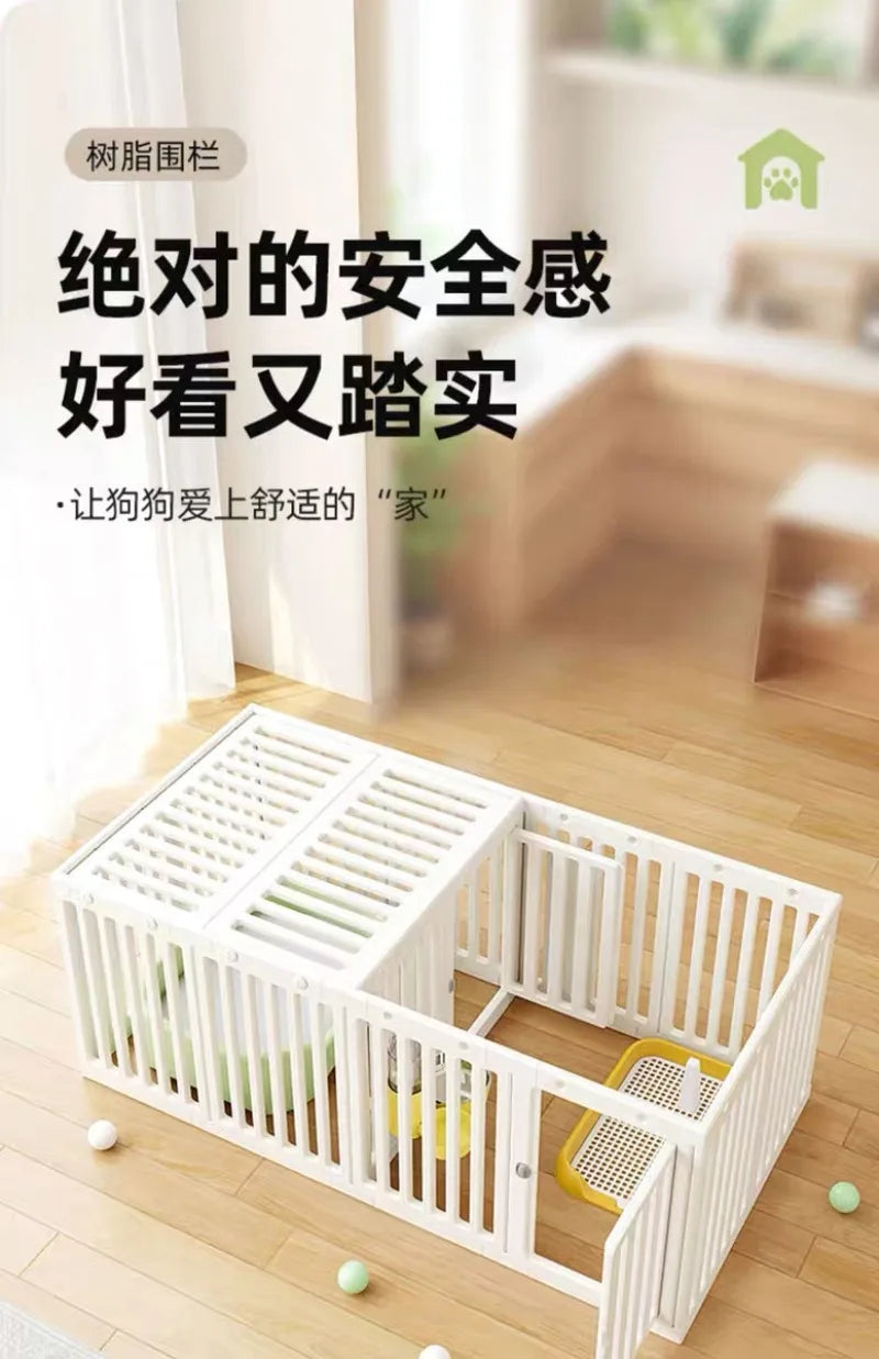 Indoor Outdoor Dog Enclosure Plastic Modular Pet Guardrail with Top Cage Pet Home Products Ventilation Accessories Dog Fences