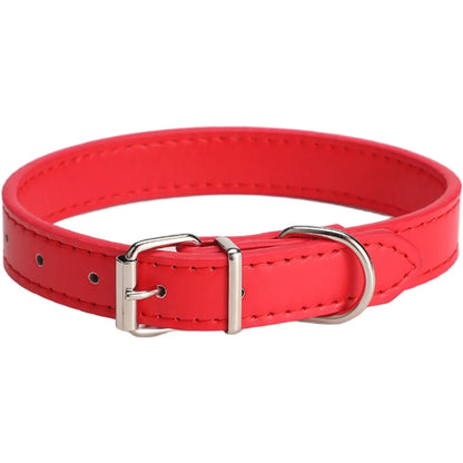 Leather Dog Cat Collar Soft Solid PU Collar For Small Medium Big Dogs Adjustable Puppy Neck Strap Colorful Cute Kitten Necklace