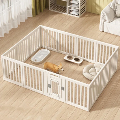 Gray and white color dog fence, foldable pet guardrail combination, small and medium-sized dog cage, indoor isolation fence