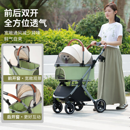 360° High Wheels Transport Foldable Cat Pet Stroller Foldable Cat Stroller Detachble Pet Stroller Portable Pet Storage Bag