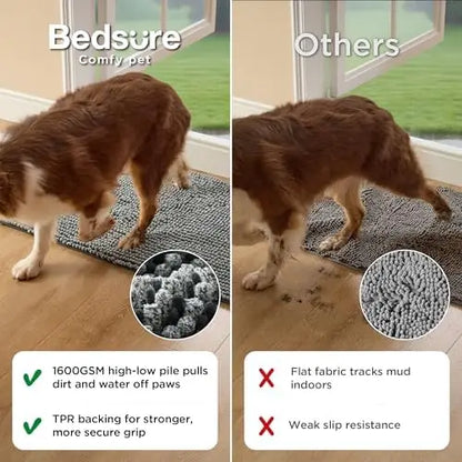 Bedsure Dog Door Mat – Absorbent Chenille Pet Rug, 35"x24" Grey
