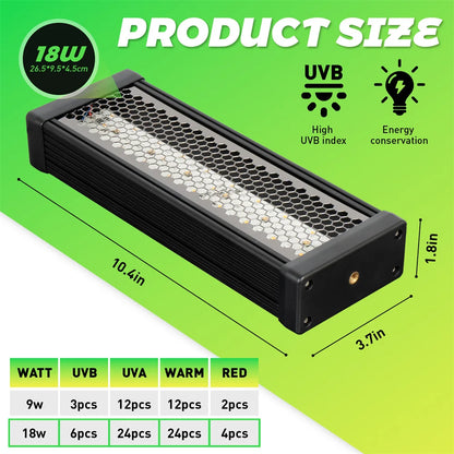 20W Dimmable LED Reptile UVB light 10W AC100-240V 6H/10H/12H Timer Snake Turtle Pet Full Spectrum Basking UV Light Heating Lamps