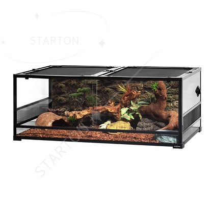 Leopard Gecko Tank Reptile Terrarium Glass Terrariums with Sliding Front Doors