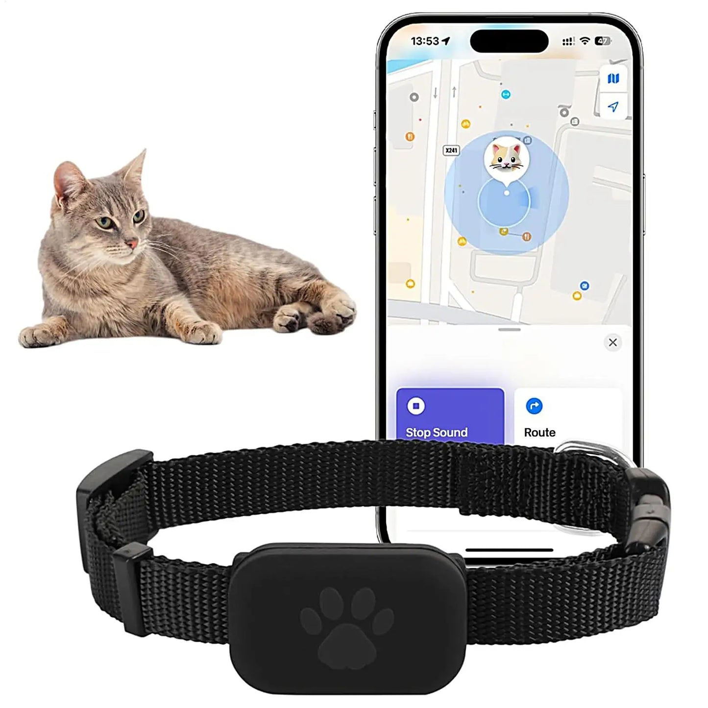 Cat Trackers GPS Cat Tracker Collar Pet Kitten GPS Collar Multifunctional Pet Smart GPS Trackers Pets Accessories IOS Compatible