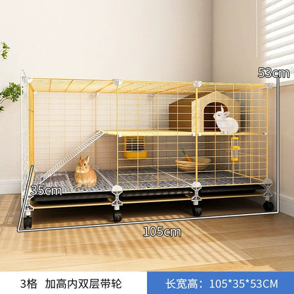 Large Two-Story Rabbit Cage Metal Wire Pet Hutch with Removable Tray Home Bunny House for Indoor Spacious Habitat for Rabbit