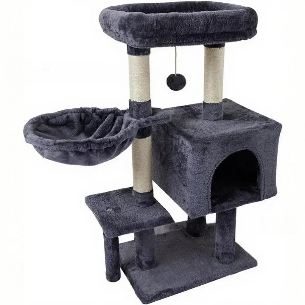 Cat Tree with Hammock and Scratching Post Tower, cat House, Cat Toys Tower, K01, Dark Gray