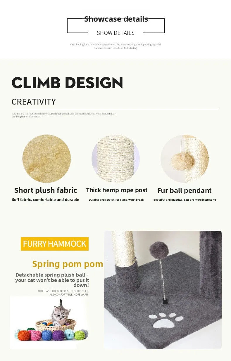 Winter cat climbing frame, wrapped in fabric for warmth, cat villa, cat nest, cat tree, cat jumping platform, pet toys