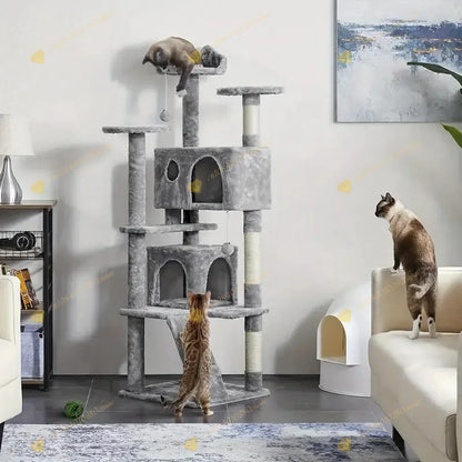 Cat Tree with Hammock and Scratching Post Tower, cat House, Cat Toys Tower, K01, Dark Gray