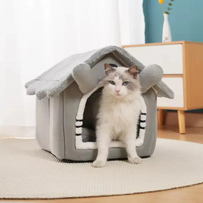 Plush Dog House Soft Pet Bed Warm Dog Cat Nest Removable Four Season Universal Cushion Puppy Cave House Household Pet Supplies