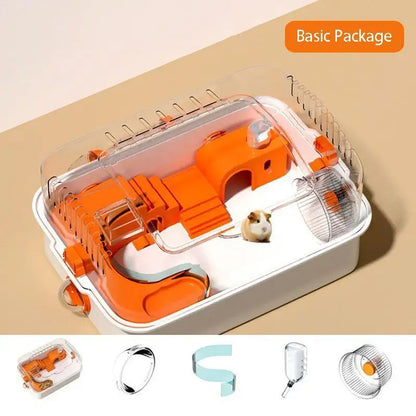Hamster Cage Large And Cheap Acrylic Transparent Gold Bear Luxury Villa Breeding Box Supplies Set