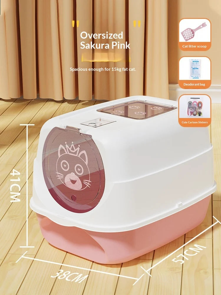 Automatic Self Cleaning Cat Litter Box Covered Closed Large XXL Anti Splash Odor Control Dust Free Easy Clean Privacy Hood Mat