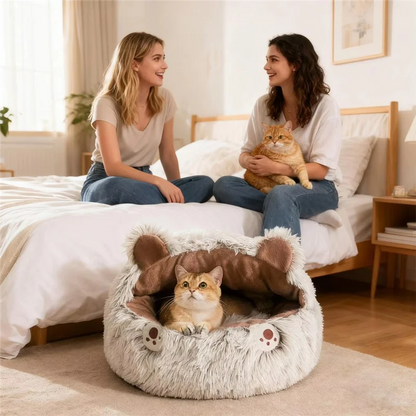 AA81-Cat Bed Cave Covered Cat Nest Small Dog Bed Warm Anti-Slip Nest Pet Supplies For Winter Animal Kitten Puppy Balcony