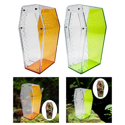 Acrylic Vertical Spider Enclosure Small Reptile Terrarium Box Coffin Shape Tank Accessories for Jumping Spider Breeding