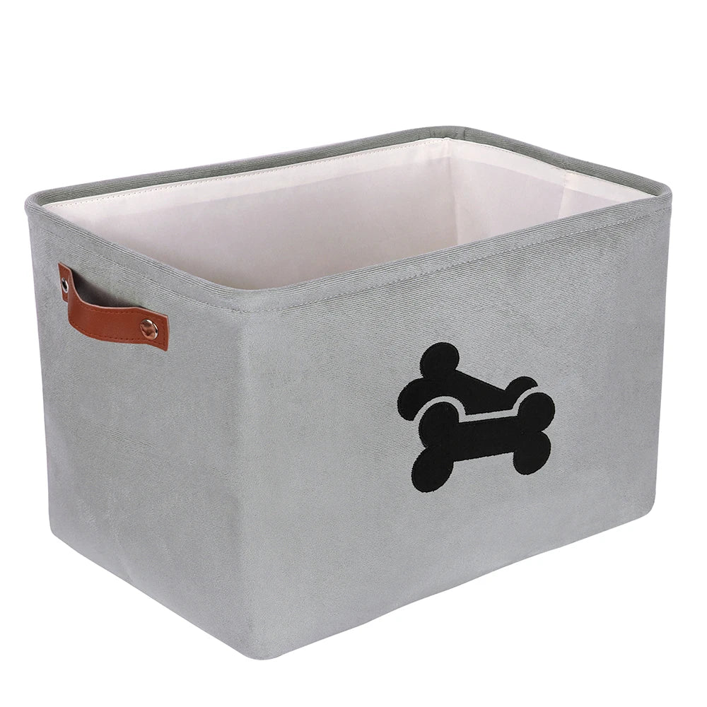 Cute Paw Dog Toy Storage Basket Foldable Dog Canvas Bag Pet Toys Clothes Storage Box Dog Cat Accessories Pet Supplies