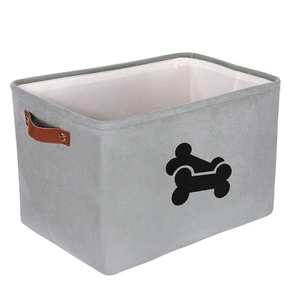 Cute Paw Dog Toy Storage Basket Foldable Dog Canvas Bag Pet Toys Clothes Storage Box Dog Cat Accessories Pet Supplies