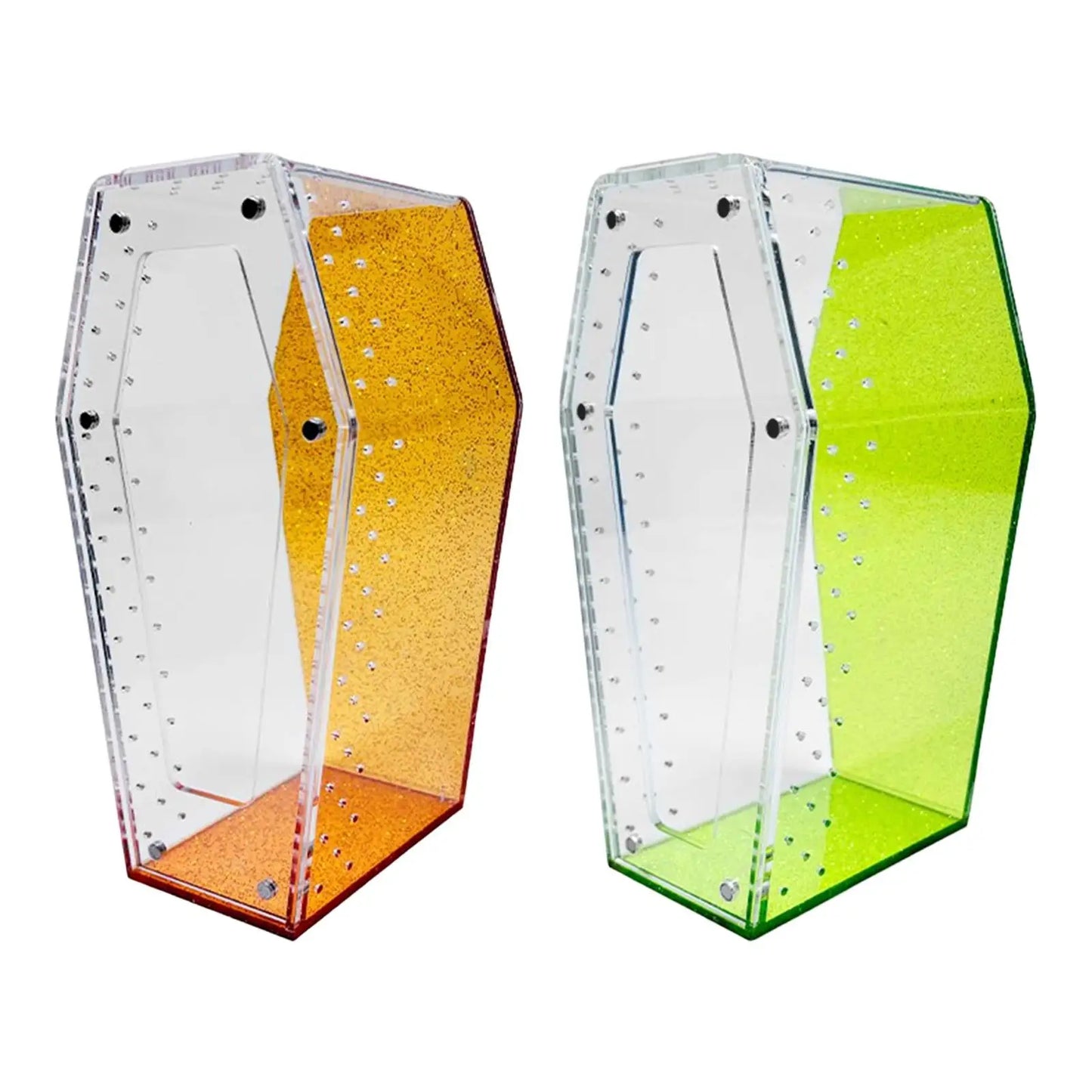 Acrylic Vertical Spider Enclosure Small Reptile Terrarium Box Coffin Shape Tank Accessories for Jumping Spider Breeding