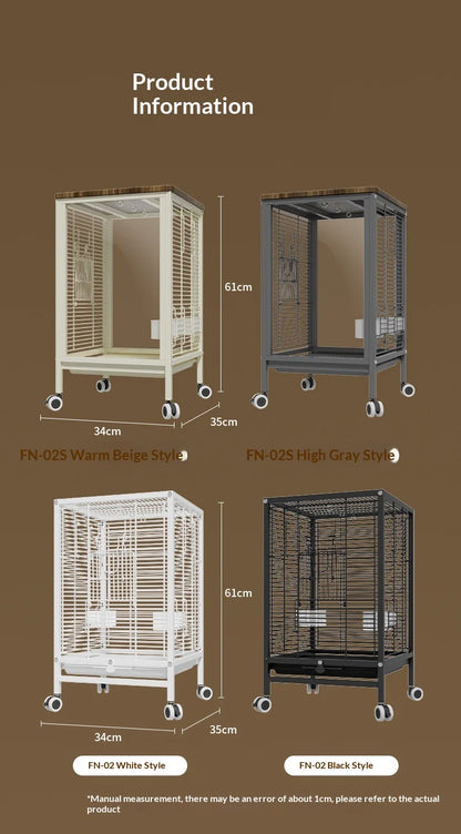 Large Parrot Cockatiel Bird Cage Nests Breeding Villa High Visibility Panels Horizontal Bar Anti Spill Tray Easy Clean Parrot