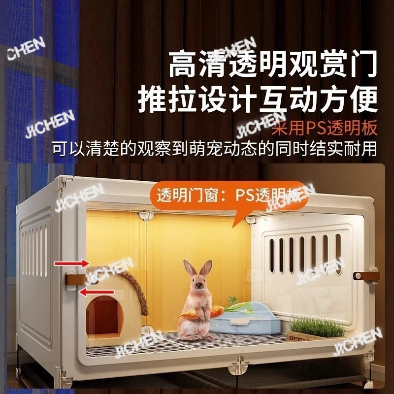 ZQ Rabbit cage Rabbit cage with toilet Rabbit  Household large guinea pig guinea pig Ornamental villa plastic