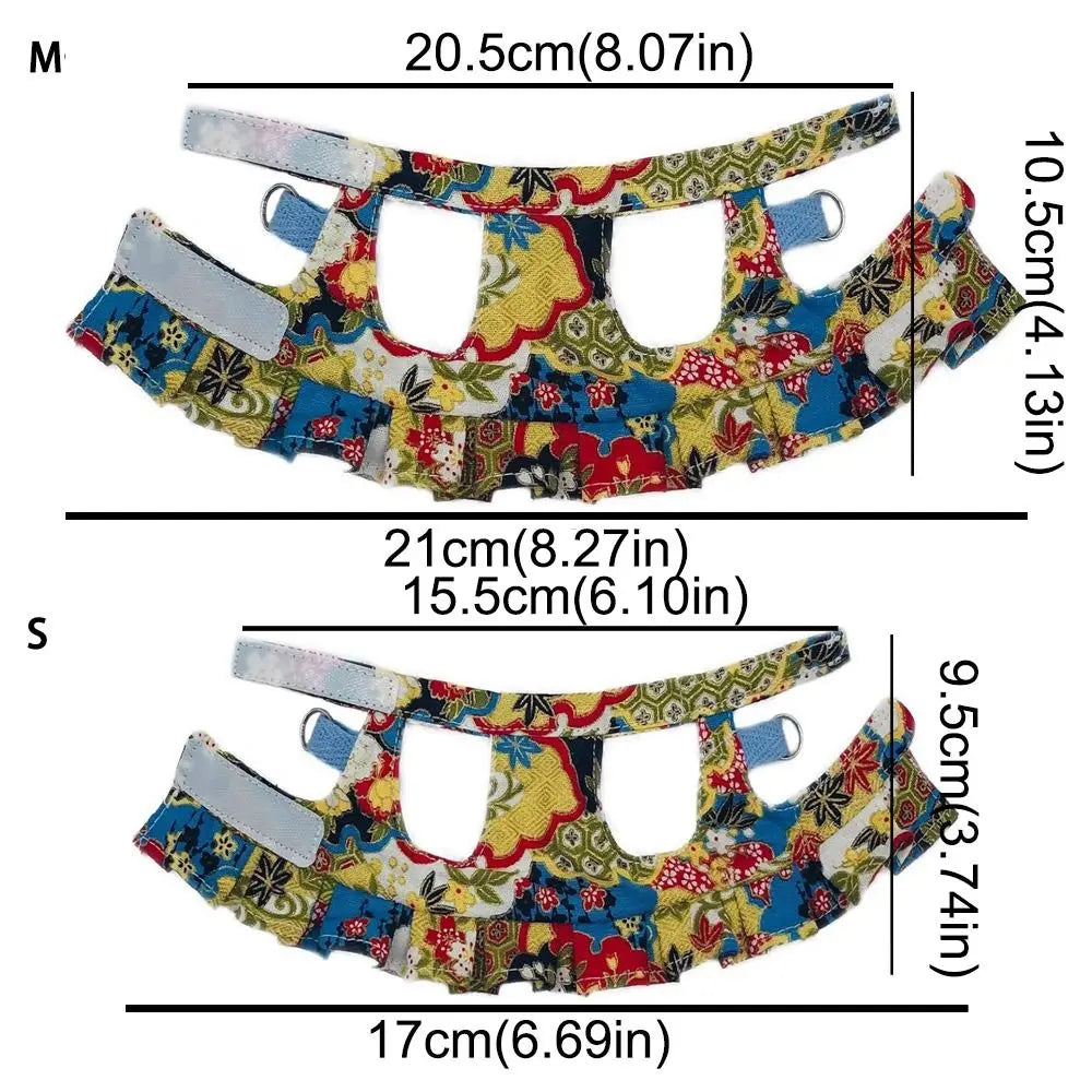 Multicolor Ferret Harness and Leash Set Floral Pattern Adjustable Strap Ferret Harness Vest Wear-resistant Breathable