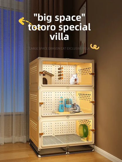 Deluxe Chinchilla Cabinet Cage 3 Level Squirrel Hutch Glider Enclosure Big House