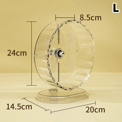 Hamster Cage Wheel Exercise Acrylic Transparent Non Slip Easy Clean with Stand for Small Pets