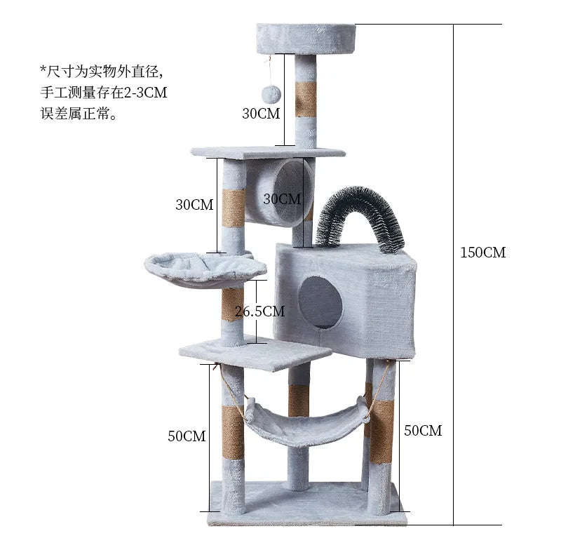 Large Cat Tree Tower with Multiple Hamocks, Scratch Tower, Villa Training Aids, Furniture, Pet Products Supplies
