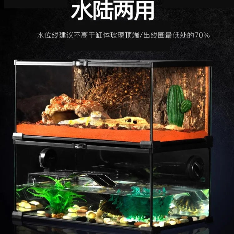 Rainforest Glass Terrarium for Reptiles Snake Tree Frog Bearded Dragon Lizard Gecko Spider Habitat Tank with Decorations