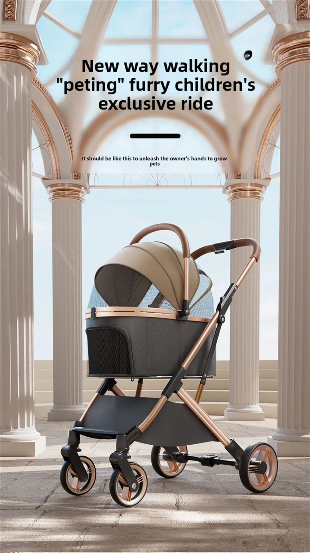 3 in 1 Detachable Pet Stroller for Dog Cat Foldable Travel Carrier up to 50lbs with Portable Carry Bag Storage Basket