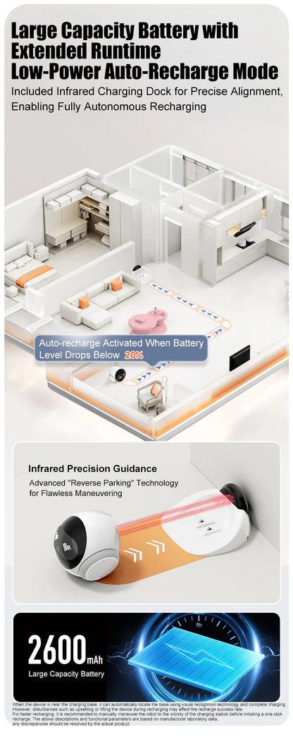 Famue Smart Robot Camera 5G WiFi HD 2K Camera Pet Tracking Laser Indicator TUYA Pet Camera Auto Charging Auto Obstacle Avoidance