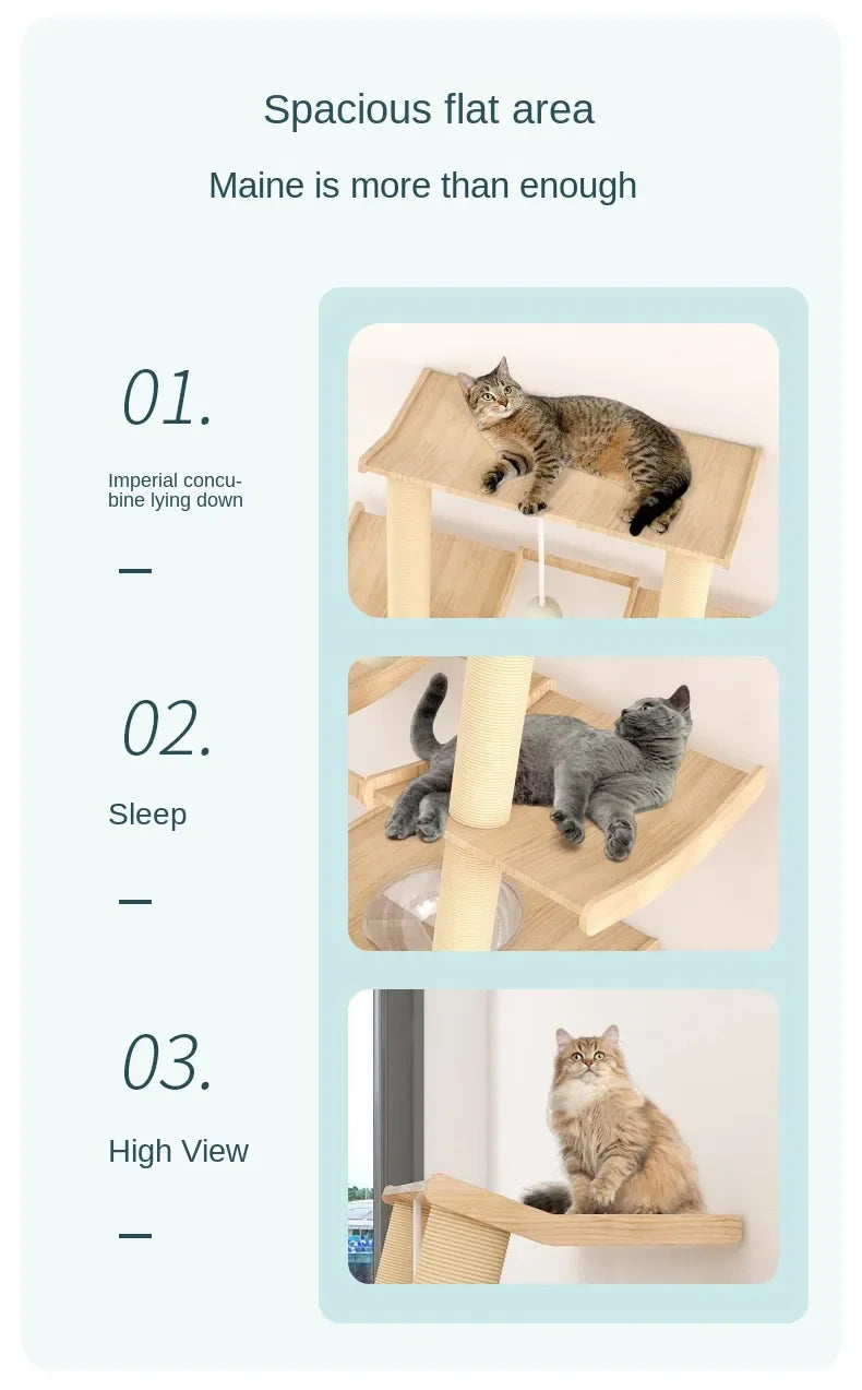 Luxury Large Cat Trees & Towers Wood Scratching Post for Cat Toys Gym Hiding House Sleeping Pad Cooling Pad Pets Stuff Products