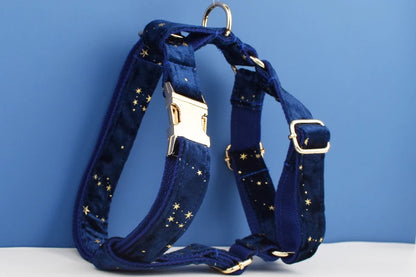 Luxury Fashion Pet Accessories Custom Design Logo Black Bottom Flower Sublimation Dog Collar Leashes Harness Bow Set Star01