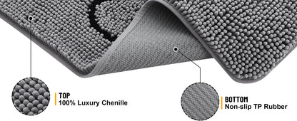 Kitinjoy Ultra Absorbent Chenille Mud Doormat With Paw Print Design Non-Slip Quick-Dry Washable Mats Door Mat for Muddy Dog Paws