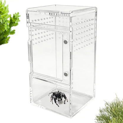 Spider Enclosure Clear Acrylic Reptile Box with Vent Sliding Lid Cage for Jumping Spider Tortoise Snake Gecko Crab Habitat