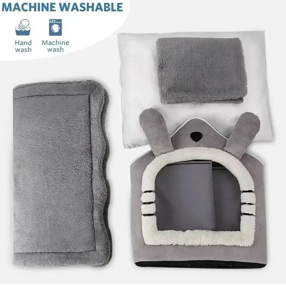 Plush Dog House Soft Pet Bed Warm Dog Cat Nest Removable Four Season Universal Cushion Puppy Cave House Household Pet Supplies