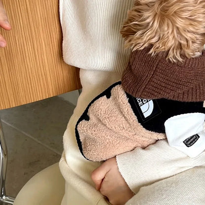 Letter Fleece Dog Clothes Winter Warm Vest  Sleeveless Button Clothe Teddy Chihuahua Embroider Fleece Suit Dog Parts Pet Product