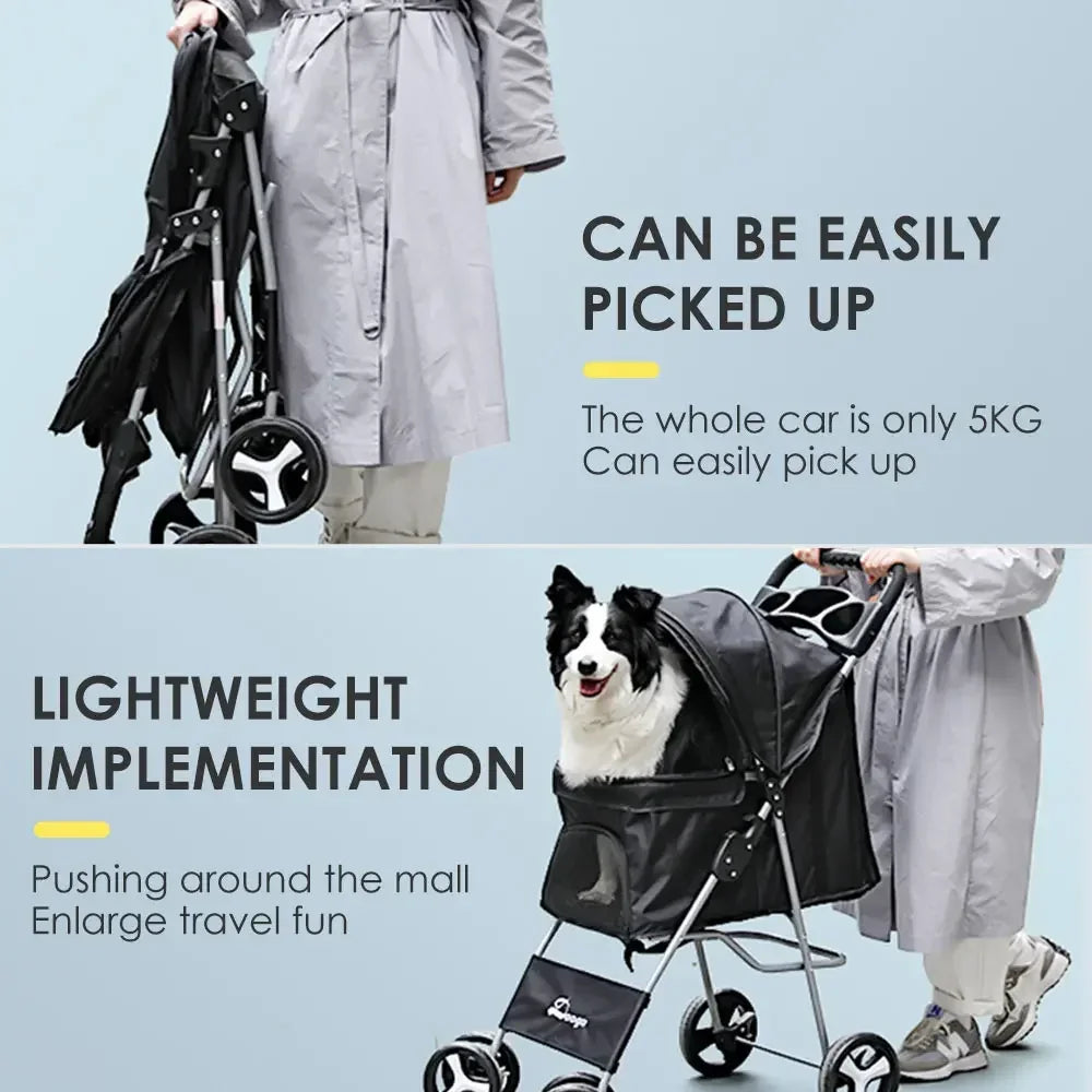 Pet Stroller Lightweight Folding Universal Wheel Cat Dog Travel Breathable Pet Stroller Outdoor Stroller for Small Medium Pets