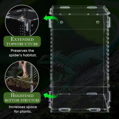 High Clear Acrylic Jumping Spider Terrarium For Insects Frogs Reptiles Pet Enclosure Ideal For Home Table Decor Hobbyists