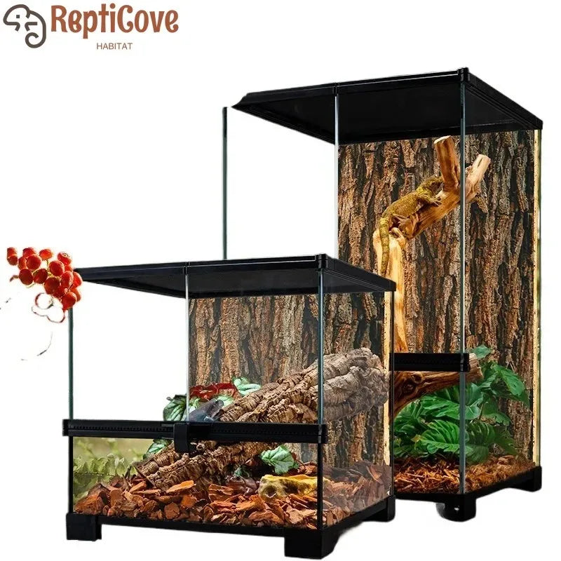 Professional glass reptile terrarium for chameleon,lizard,and snake,suitable for horned frog and water turtle,clear ventilation