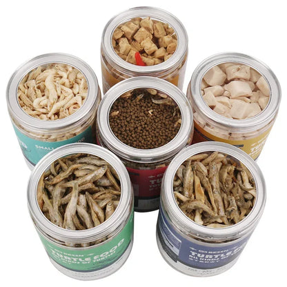 Premium Turtle Food-Dried Shrimp, Mealworms, Freeze-Dried Fish & Insects for Aquatic Turtles, Baby Turtles, and Snapping Turtles