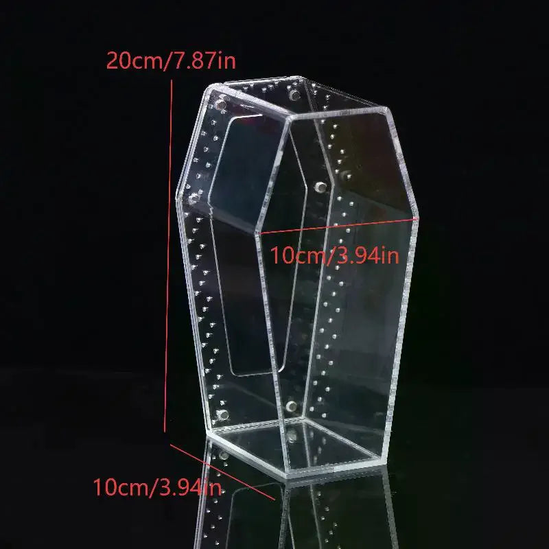 Acrylic Transparent Reptile Enclosure Insect Spider Lizard Feeding Cage Reptile Breeding Box Ventilation Arboreal Enclosure Case