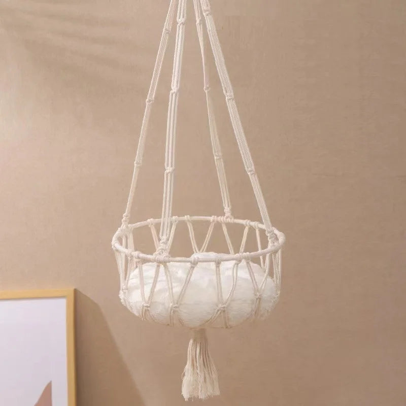 Pet Cat Hammock Swing Bed Bohemian Handwoven Tapestry Cotton Macrame For Home Bedroom Decoration Wall Hanging Without Mat