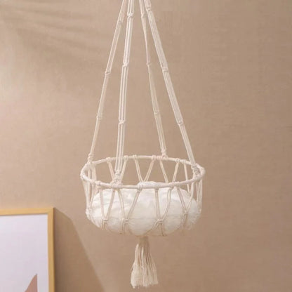 Pet Cat Hammock Swing Bed Bohemian Handwoven Tapestry Cotton Macrame For Home Bedroom Decoration Wall Hanging Without Mat