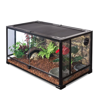 Black Vertical Small Glass Reptile Terrarium/tank/aquarium Bearded Dragon Lizard Cage Tropical Rainforest Ecological Landscape
