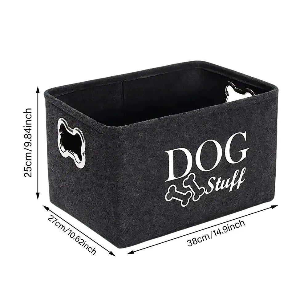 Dog Toy Bin Pet Toy Box with Handle Pet Toy Bin Organizer Dog Stuff Organizer Cat Toy Basket Container for Dog Chew Toys